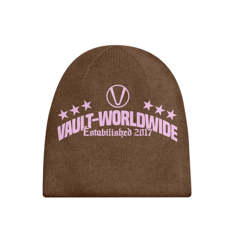 Vault Worldwide Limited Edition Beanie - Brown/Pink **limited edition vday colorway**